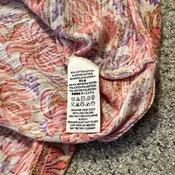 Free People Leilani Top ~ Floral Cream & Pink - Picture 11 of 12